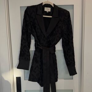 Alexis Black Jacquard Blazer with Belt